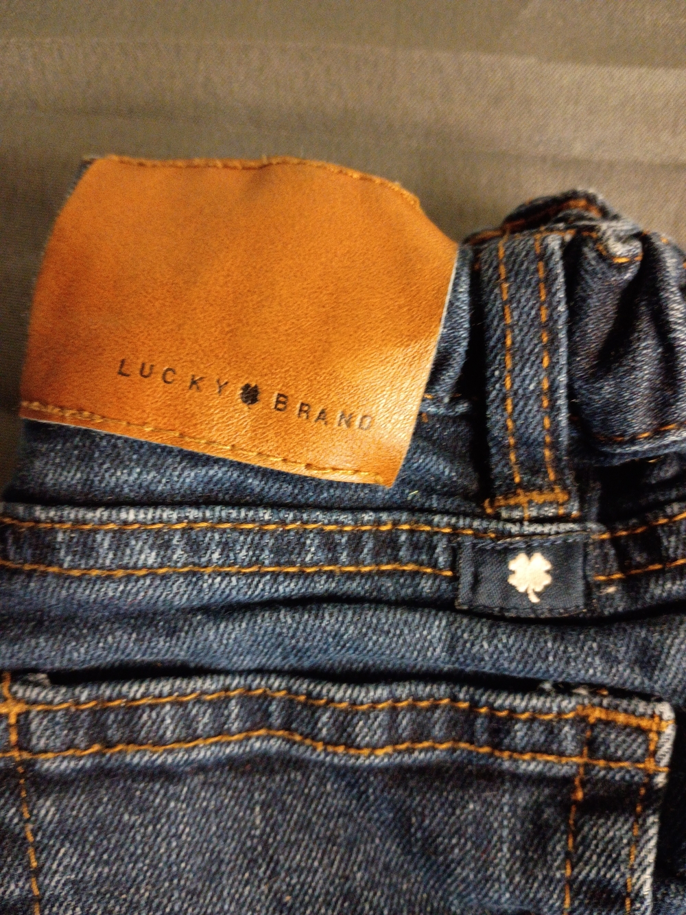 Lucky Brand Toddler Dark Blue Denim Jeans with Tan Leather Patch